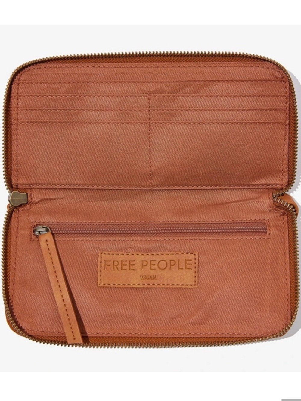 Free People Tan Leather Zip Wristlet Wallet - Picture 2 of 8
